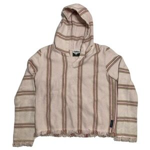 Señor Lopez Pullover Sweater Hoodie Medium Women's Pink Knit Frayed Hem